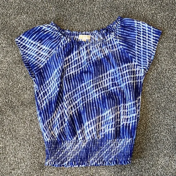 Michael Kors Blue and White Patterned Blouse Size S - Picture 2 of 7